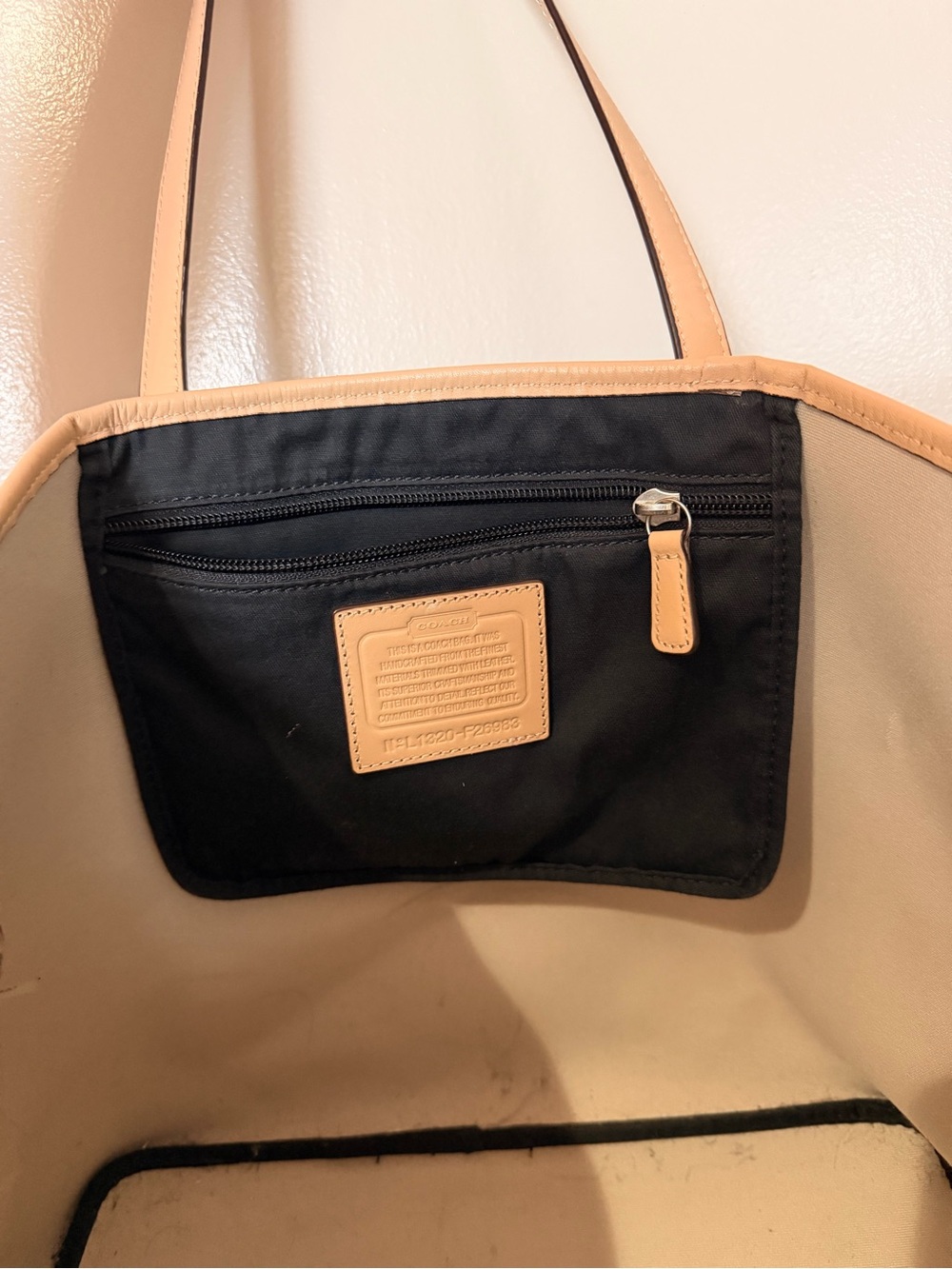 Coach Zebra-Print Leather Tote Bag in Black and Tan - Picture 5 of 6